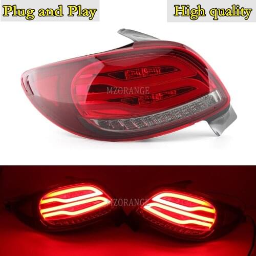 1 Pair Car LED Rear Tail Light For Peugeot 206 206CC 2004 2005 2006 2007 2008 Turn Signal Brake Stop Bumper Lamp Car Assembly