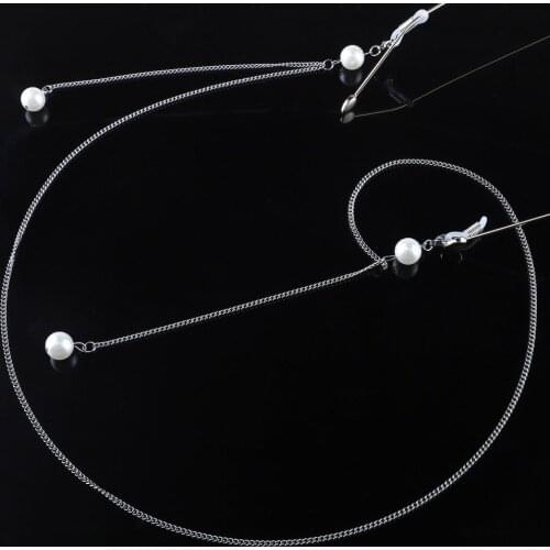 70CM 316L Stainless Steel Reading Glasses Chain Imitation Pearls Spectacles Glasses Sunglasses Holder Neck Cord Metal Strap Rope