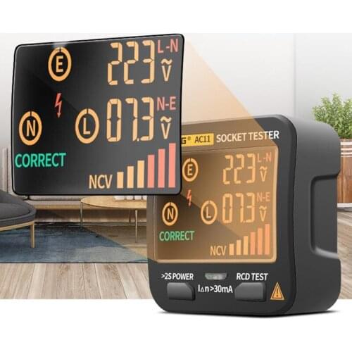 US/EU Digital Smart Socket Tester Plug Smart Voltage Socket Detector Screen Display Leakage Tester Ground Zero Line Phase Check
