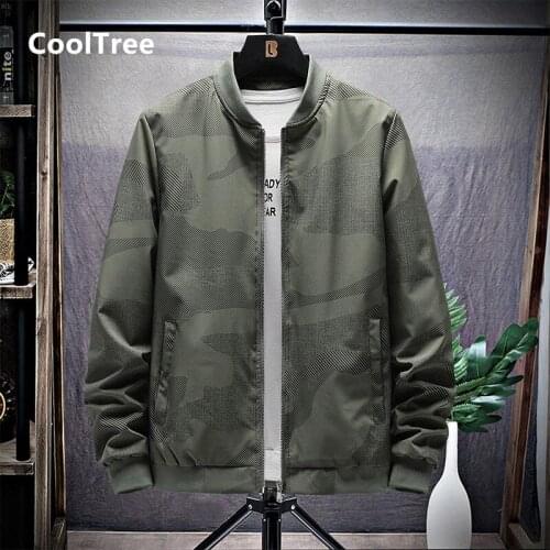 CoolTree Men Baseball Jackets Spring Autumn Plus size Camouflage Casual Stand collar Coats Male Slim Fit Zipper Outerwear 8XL