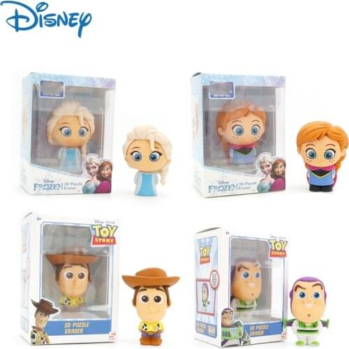 Disney Frozen Girls Cute Cartoon Eraser Toy Story Buzz Lightyear Anime Figures Collection Model Eraser for Boys Kids Toys Gifts