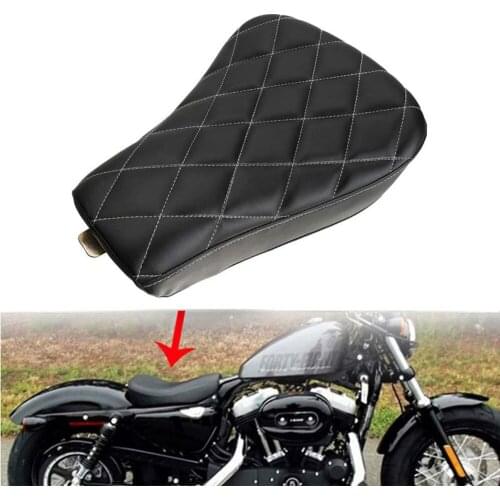 For Harley Sportster 883 1200 2010-2015 Motorcycle Black Front Driver Seat Bench Cushion Grid Shape Seat Sofa Tour Free Shipping