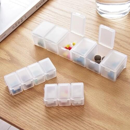 Travel mini pill box, portable and portable sealed medicine box, small pill box, plastic detachable 7-cell pill storage box