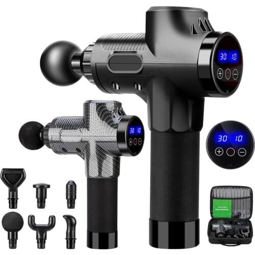 30 Gears Electric Massage Gun for Neck Back Muscle Relax Whole Body Relaxation Fitness Massageador with 6 Heads Fascia Gun