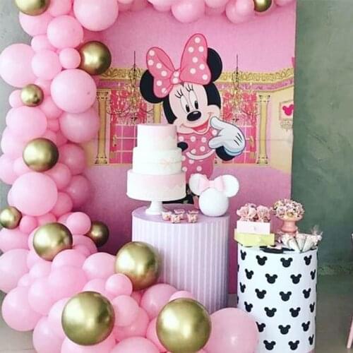 Disney Minnie Mouse Baby Shower Balloon Garland Kit Girl Minnie Birthday Girl Party Decorations Backdrop Minnie Party Supplies