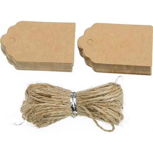 Hot Sale 80% 100pcs Kraft Paper Tags with Jute Twine DIY Gifts Crafts Price Luggage Name Tags