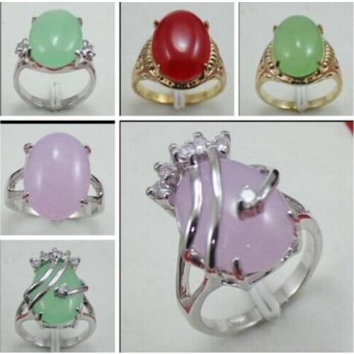 Fine Jewelry Purple red green Natural jade womens rings size 6-9