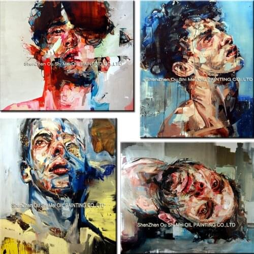 10 Different Styles Abstract Knife Man Face 100% hand-painted New Popular Oil Painting On Canvas Andrew Salgado Reproduction Art