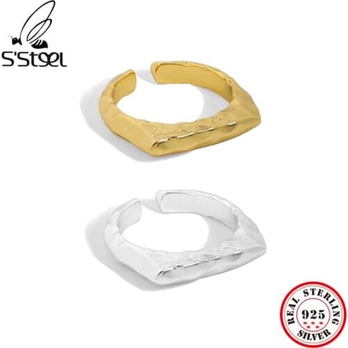 SSTEEL 925 Sterling Silver Korean Design Minimalist Opening Ring Gifts For Women Engagement Adjustable Accesories Jewellery