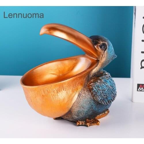 Lennuoma European Creative Animal Toucan Pelican Bird Living Room Key Candy Storage Resin Home Accessories Ornaments