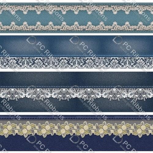 16-75MM Lace Denim Printed Grosgrain&Sati&16MM Foe Ribbon DIY Handmade Materials Christmas Wedding Gift Wrap Tape 50yards
