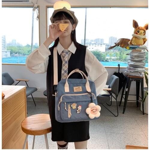 2021 Lovely Multifunctional Backpack Teenage Girl Ring buckle Portable Travel Bag Female Small Schoolbag Badge Women Backpacks