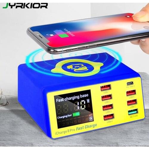 Multi-Port USB Adapter Desktop Wall Charger Smart Quick Charging Station 3.0 C Fast Charge Docking Station for Multiple Devices