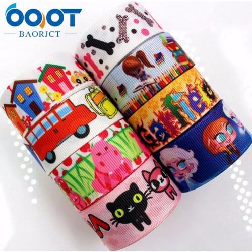 OOOT BAORJCT 175092 22mm 10yard Cartoon Ribbons Thermal transfer Printed grosgrain Wedding Accessories DIY handmade material