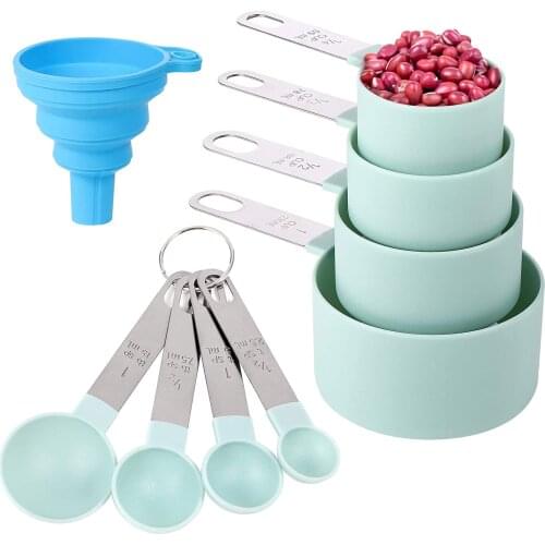 Measuring Cups and Spoons Set of 8 Pieces，Nesting Measure Cups with Stainless Steel Handle，for Dry and Liquid Ingredient
