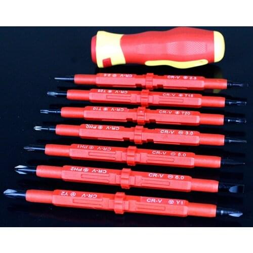 8pcs Insulated Screwdriver Set Screw Driver Bit Magnetic Phillips Slotted Screwdrivers Screw Holder for Electrician Hand Tools