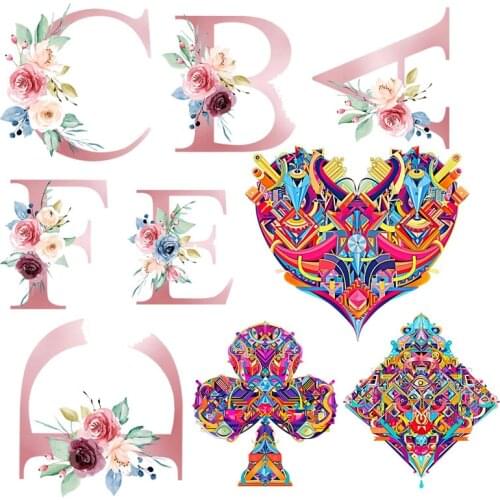 DIY Letter Number Patches Cartoon Heat Transfer Patch For Clothing Children Girls Dress T-shirts Iron On Transfers On Clothes