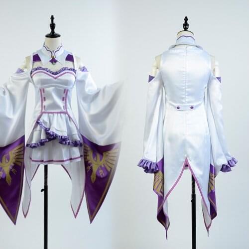 New Re:Zero kara Hajimeru Isekai Seikatsu Emilia Cosplay Costume Fancy Dress Halloween Adult Costumes for Women