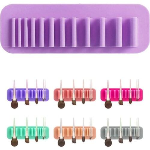 New Silicone Makeup Brush Holder Bracket Pen Organizer Bedroom Bathroom Mirror Wall Easy Installation Home Tool
