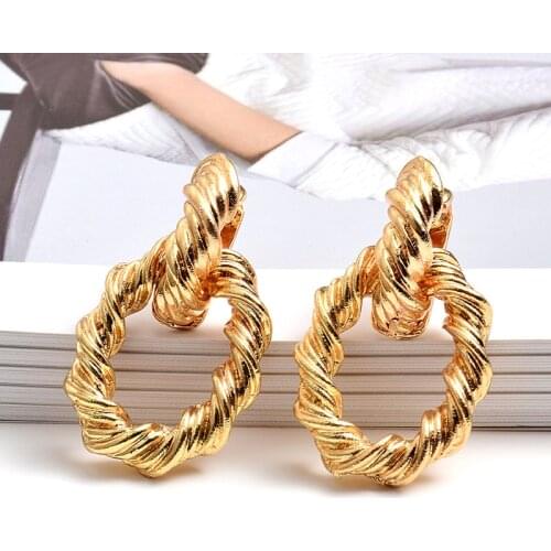 Wholesale New Gold Metal Hoops Drop Earrings Fashion Trend Jewelry Accessories For Women