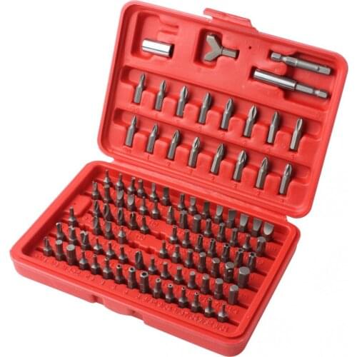 Screwdriver Chrome Vanadium 100pcs Screwdriver Tamper proof Torx Hex Bit Set W / Case Hand Tools