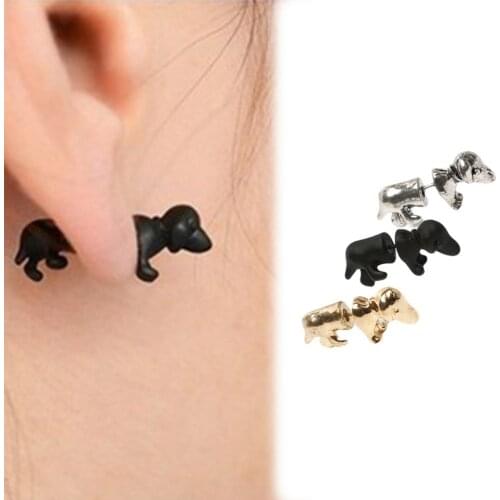 Punk Style Fashion Cute Mens Womens 3D Puppy Dog Animal Cuff Ear Stud Piercing Earring Gift