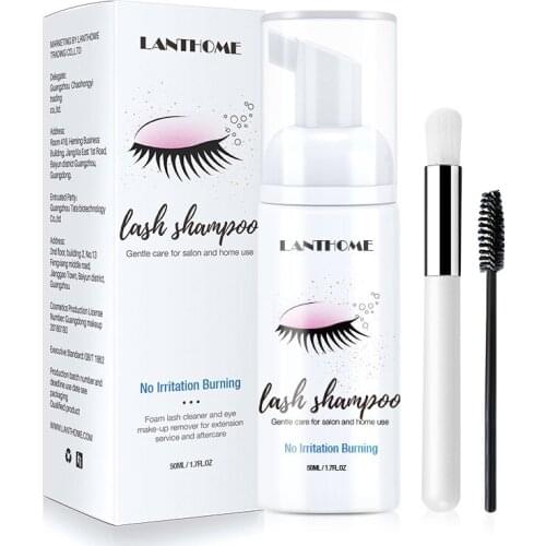 50ml Professional Eye Lashes Foam Cleaner Individual Eyelash Extension Cleanser Shampoo Eyelashes Makeup Remover + Brush