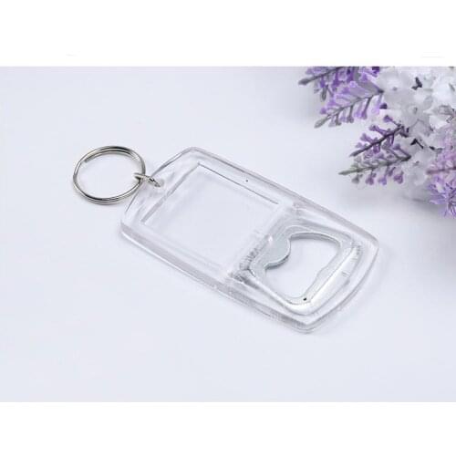 Blank Photo Frame Keyrings For Gifts Plastic Blank Acrylic Keychains With Bottle Opener Wholesale SN3433