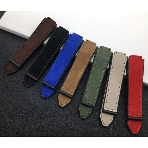 Convex crazy horse leather Rubber Watchband For Hublot strap female women watch band 15*21mm belt 18mm buckle HUB logo on tools