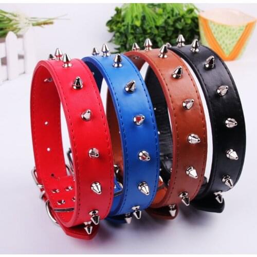 High Quality PU Leather Dog Collar Cool Spiked & Studded Pet Dog Collars For Medium Large Dogs Collar Necklace with Rivet PD087