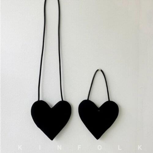 PU Leather Women Black Crossbody Bag Fashion Heart-shaped Ladies Mini Shoulder Bags Cute Design Female Girls Small Purse Handbag