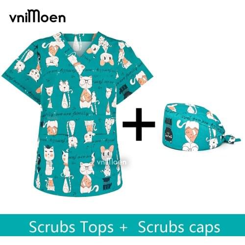 Womens medical tops High Quality V-neck Scrub Tops Beauty Salon Nursing Unisex Breathable Surgery Uniform Medical Accessories