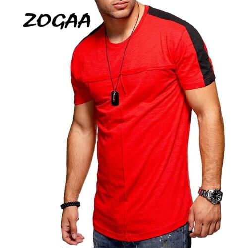 ZOGAA T-shirts Men Summer Hot Sale Trendy Mens Plus Size Patchwork Striped Personality Fashion Boys Short Sleeve Tops All-match