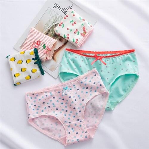 4Pcs/lot Panties Women Underwear Briefs Breathable Underpants Girls Soft Panty waist size girls briefs T811-4-6