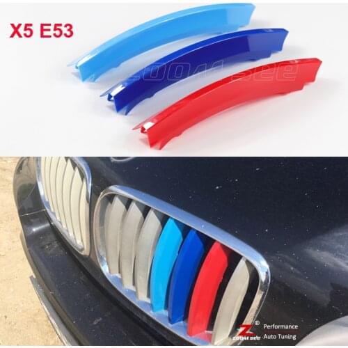 For 2004-2007 BMW X5 E53 Accessories Car Front Grille Trim Stripe Motorsport M Strips Grill Cover Decoration Clip Stickers