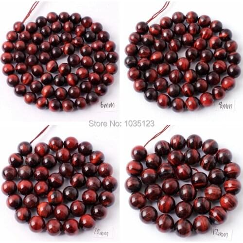 High Quality 6.8.10.12.14mm Natural Red Tigers Eye Stone Round Shape Loose Beads Strand 15" Jewelry Making wj107