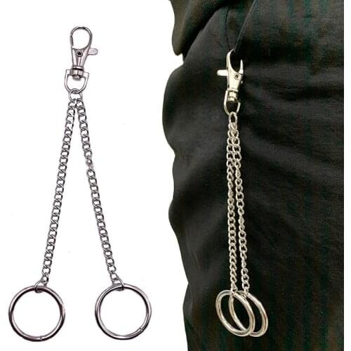 Key Chains Silver Color Double Ring Short Alloy Chain Belt Unisex Simple And Practical Strong Personality Decorative Belt Chain