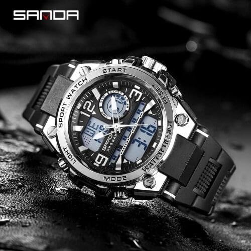 SANDA Brand New Military Watch Dual Display Men Sports Watches G Style LED Digital Military Waterproof Watches Relogio Masculino