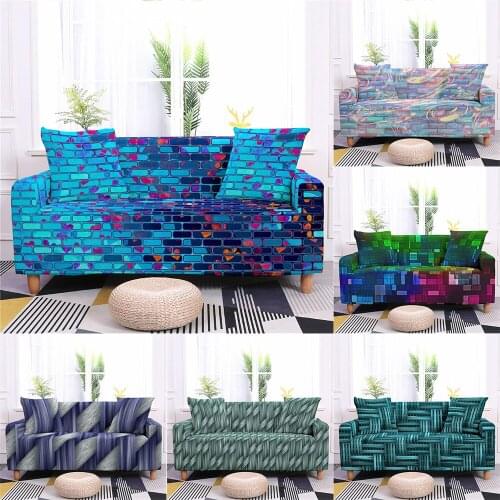 Colorful Plaid Sofa Covers for Living Room Chaise Lounge Armchair Cover Elastic Bright Block L Sectional Corner Sofa Slipcovers
