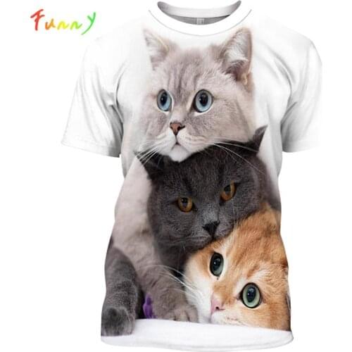 Funny Cat Childrens T-shirt Summer 2020 Short Sleeve Casual Tops Cartoon Boy Girl T Shirt Fille Kids Clothes Girls 8 to 12 Year