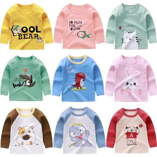 Children Cotton Long Sleeve T-Shirt Korean Cute Top 1-6y Boys Outfits Kids Boys Girls Clothing