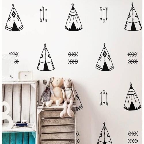 Diy Tribal Tent Bow And Arrow Self Adhesive Vinyl Waterproof Wall Art Decal For Kids Rooms Decoration MURAL Drop Shipping