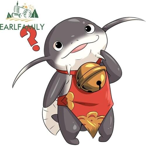 EARLFAMILY 13cm x 12.6cm for Confused Namazu Car Stickers and Decals Funny Personality Waterproof Window Trunk Decoration