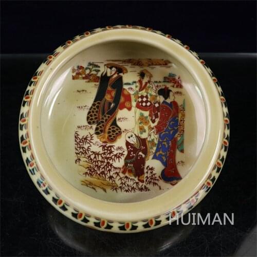 Elaborate China Jingdezhen Porcelain Hand Painting Kimono Women Ashtray Crafts Home Decoration