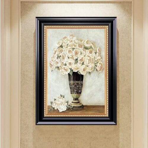 Delicate white rose vase Needlework,sets Cross stitch Handmade 14CT Canvas DIY,Cross-stitch kits,For Embroidery Arts Home