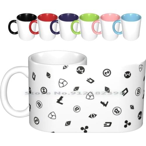 Crypto Logos Ceramic Mugs Coffee Cups Milk Tea Mug Hodl Hold Bit Bitcoin Coin Currency Gold Golden Logo Money Payment Peer