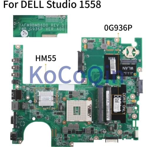 KoCoQin Laptop motherboard For DELL Studio 1557 1558 Mainboard CN-0G936P 0G936P DAFM9BMB6D0 HM55