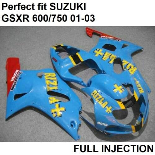 Injection molding free customize fairing kit for Suzuki GSXR600 01 02 03 blue fairings set GSXR 750 2001 2002 2003 LV21