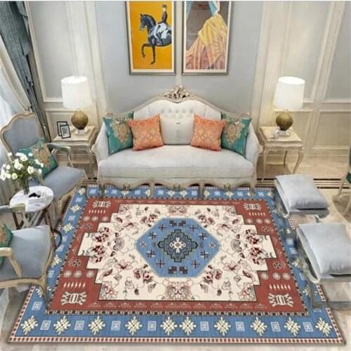 Carpets for Living Room Christmas Rug European Style Red Blue Geometric Flower Pattern Carpet Nordic Decoration Home Baby