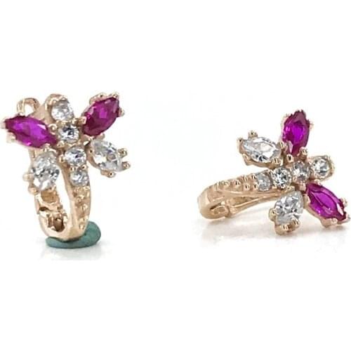 Red Dragonfly Baby Child Tag Silver Earrings